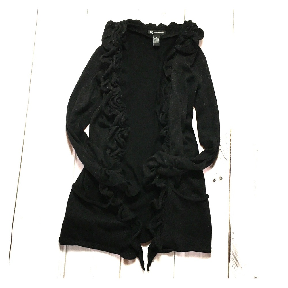 INC Black Sparkle Long Cardigan with Pockets
